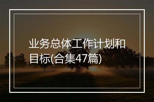 业务总体工作计划和目标(合集47篇)