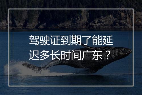 驾驶证到期了能延迟多长时间广东？