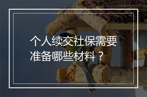个人续交社保需要准备哪些材料？