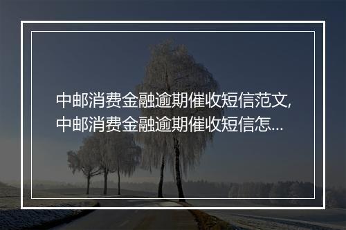 中邮消费金融逾期催收短信范文,中邮消费金融逾期催收短信怎么写