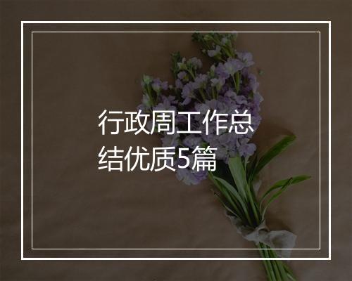 行政周工作总结优质5篇