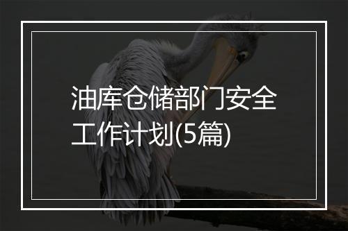 油库仓储部门安全工作计划(5篇)