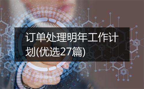 订单处理明年工作计划(优选27篇)