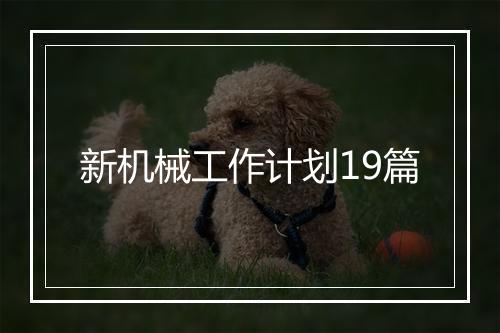 新机械工作计划19篇