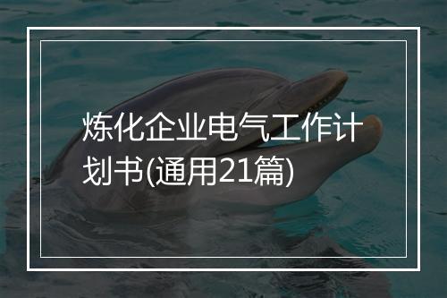 炼化企业电气工作计划书(通用21篇)