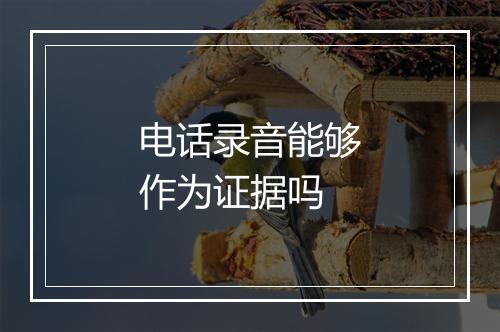 电话录音能够作为证据吗