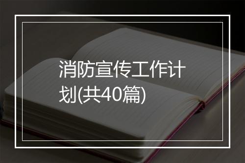 消防宣传工作计划(共40篇)