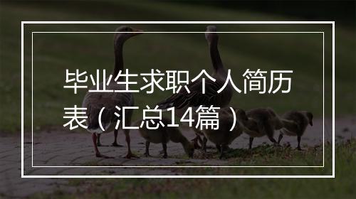 毕业生求职个人简历表（汇总14篇）