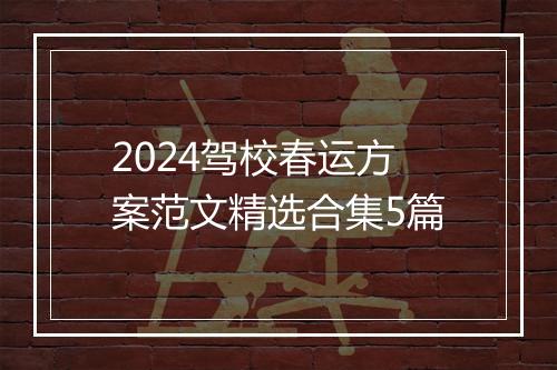 2024驾校春运方案范文精选合集5篇