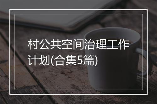 村公共空间治理工作计划(合集5篇)