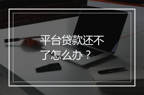 平台贷款还不了怎么办？