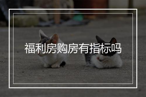 福利房购房有指标吗
