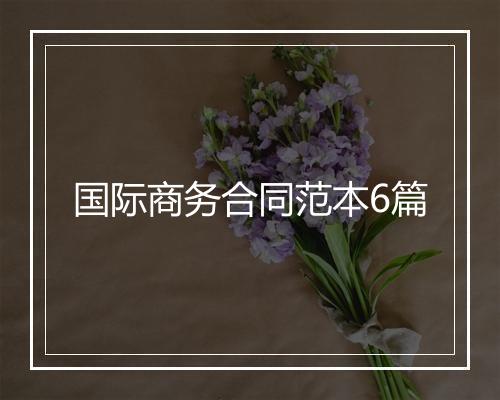 国际商务合同范本6篇