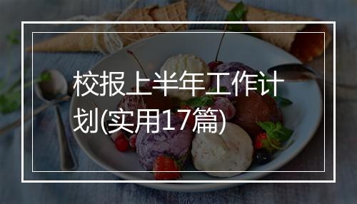 校报上半年工作计划(实用17篇)