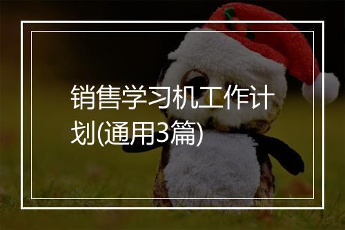 销售学习机工作计划(通用3篇)