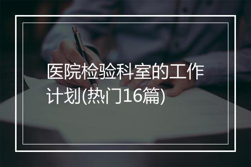 医院检验科室的工作计划(热门16篇)