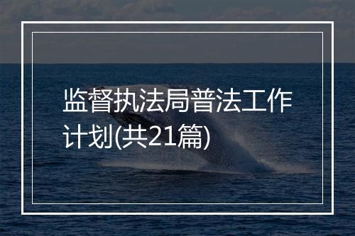 监督执法局普法工作计划(共21篇)