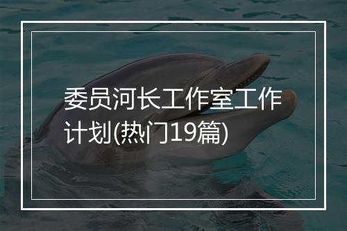 委员河长工作室工作计划(热门19篇)