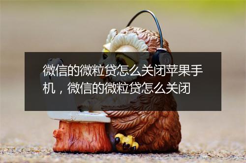 微信的微粒贷怎么关闭苹果手机，微信的微粒贷怎么关闭