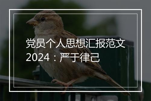 党员个人思想汇报范文2024：严于律己
