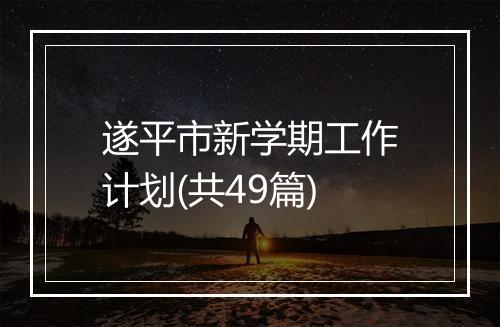 遂平市新学期工作计划(共49篇)