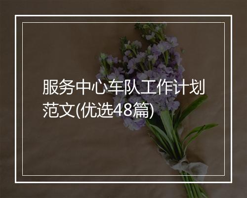 服务中心车队工作计划范文(优选48篇)