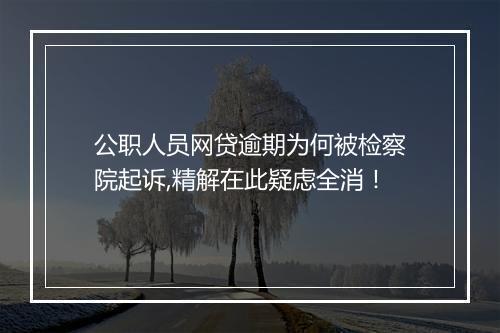 公职人员网贷逾期为何被检察院起诉,精解在此疑虑全消！