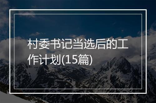 村委书记当选后的工作计划(15篇)