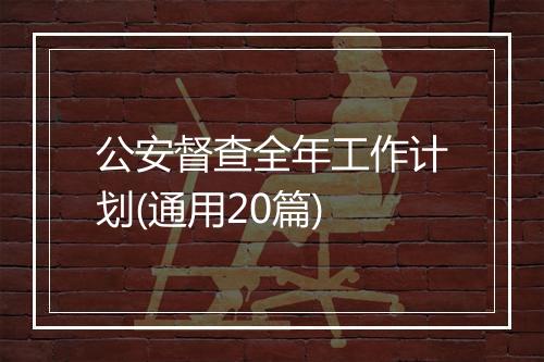 公安督查全年工作计划(通用20篇)