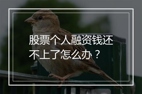 股票个人融资钱还不上了怎么办？
