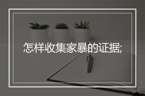 怎样收集家暴的证据;