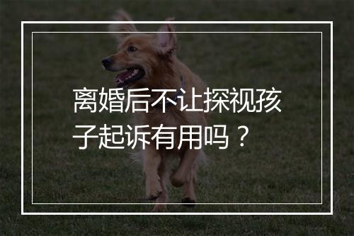 离婚后不让探视孩子起诉有用吗？