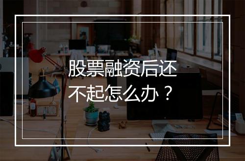 股票融资后还不起怎么办？