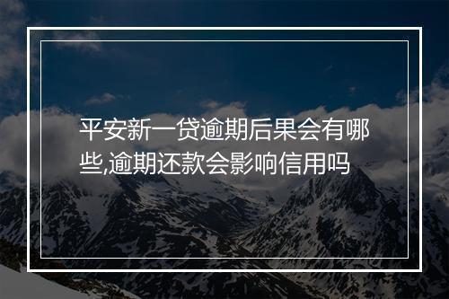 平安新一贷逾期后果会有哪些,逾期还款会影响信用吗