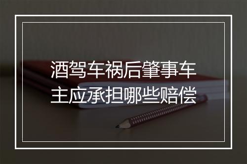 酒驾车祸后肇事车主应承担哪些赔偿