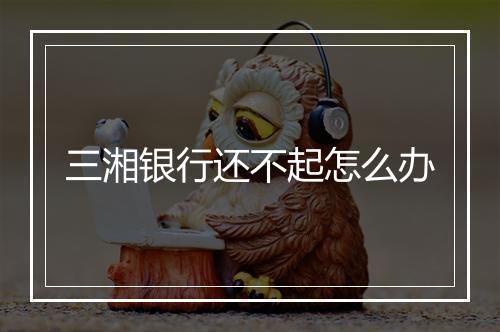 三湘银行还不起怎么办