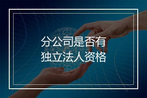 分公司是否有独立法人资格