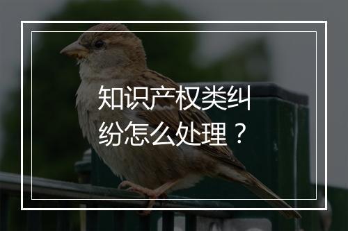 知识产权类纠纷怎么处理？