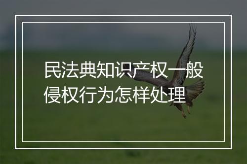 民法典知识产权一般侵权行为怎样处理