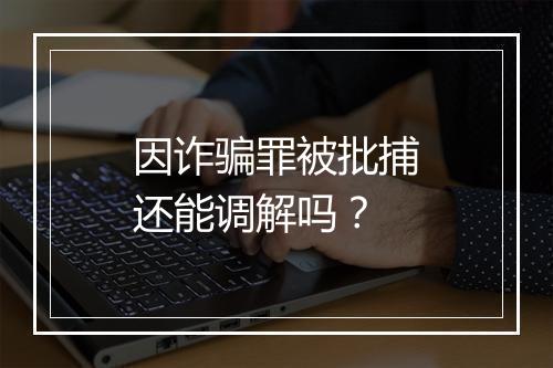 因诈骗罪被批捕还能调解吗？