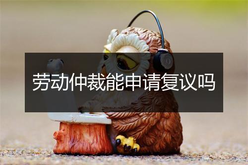 劳动仲裁能申请复议吗