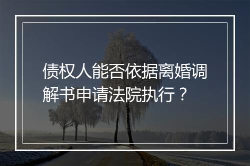 债权人能否依据离婚调解书申请法院执行？