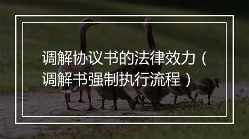 调解协议书的法律效力（调解书强制执行流程）