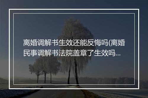 离婚调解书生效还能反悔吗(离婚民事调解书法院盖章了生效吗)