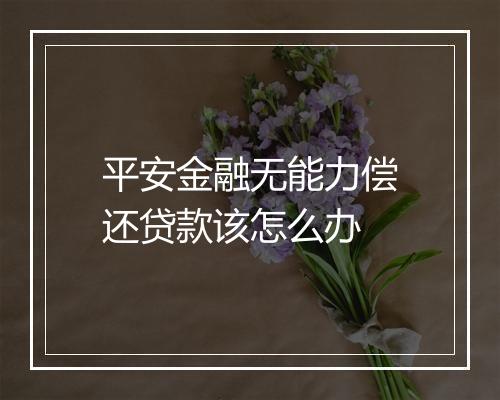 平安金融无能力偿还贷款该怎么办