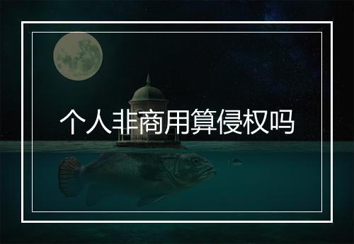 个人非商用算侵权吗