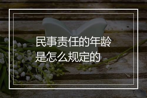 民事责任的年龄是怎么规定的