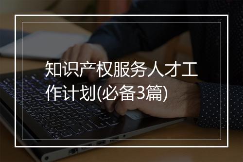 知识产权服务人才工作计划(必备3篇)