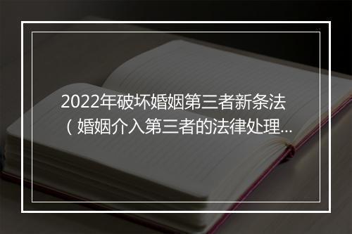 2022年破坏婚姻第三者新条法（婚姻介入第三者的法律处理）