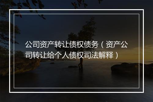 公司资产转让债权债务（资产公司转让给个人债权司法解释）